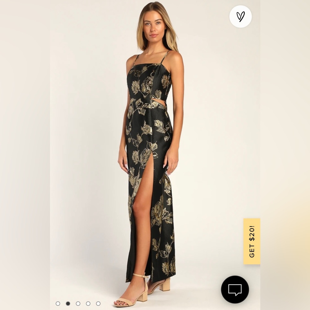 Lulus Black Floral Jacquard Sleeveless Maxi Dress